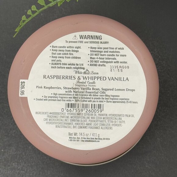 BBW Raspberries & Whipped Vanilla White Barn Bath & Body Works 3 Wick Candle - Picture 10 of 10